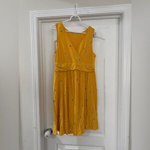 Old Navy Yellow Floral Wrap-Style Midi Dress